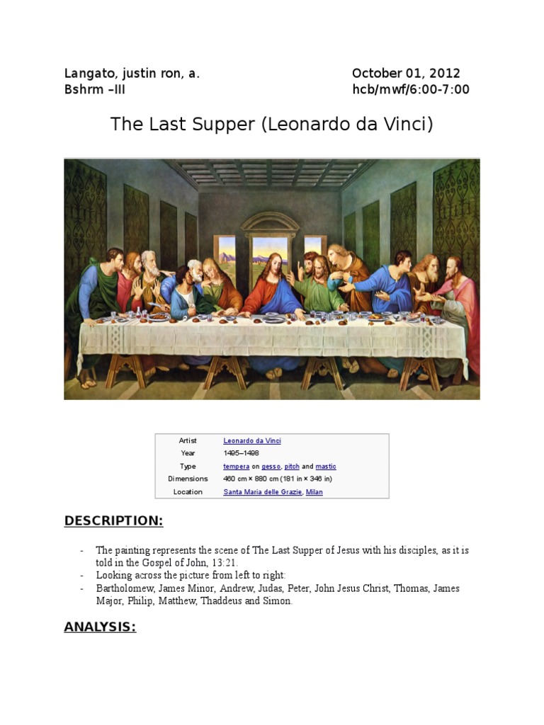 The Last Supper PDF Last Supper Eucharist
