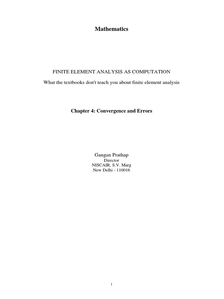 Finite Element Analysis: Convergence & Errors | PDF | Bending | Finite ...