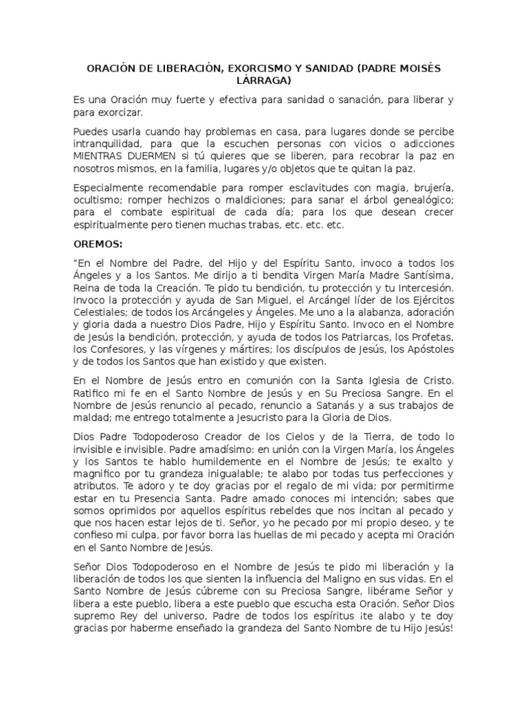 Oración de Liberación y Exorcismo | PDF | Oración | Cristo (título)
