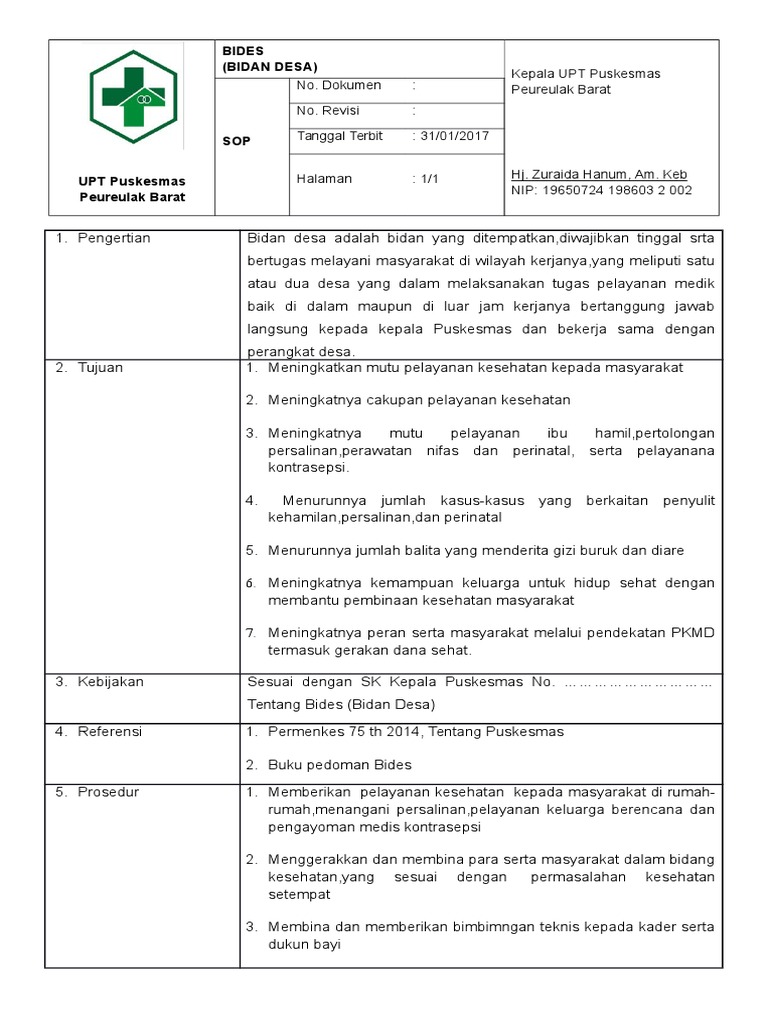 SOP Bidan Desa