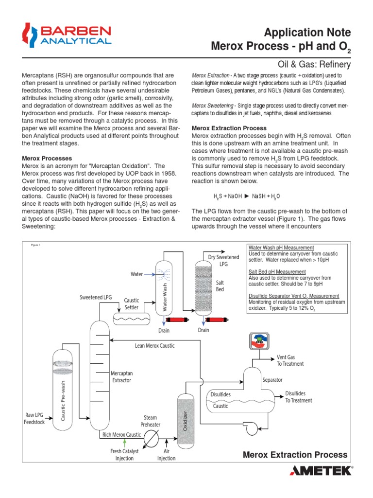 Application Note Merox Process - PH and O: Oil & Gas: Refi Nery | PDF