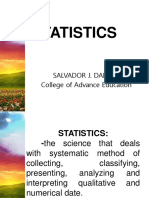Statistics: Salvador J. Dabo Iii College of Advance Education