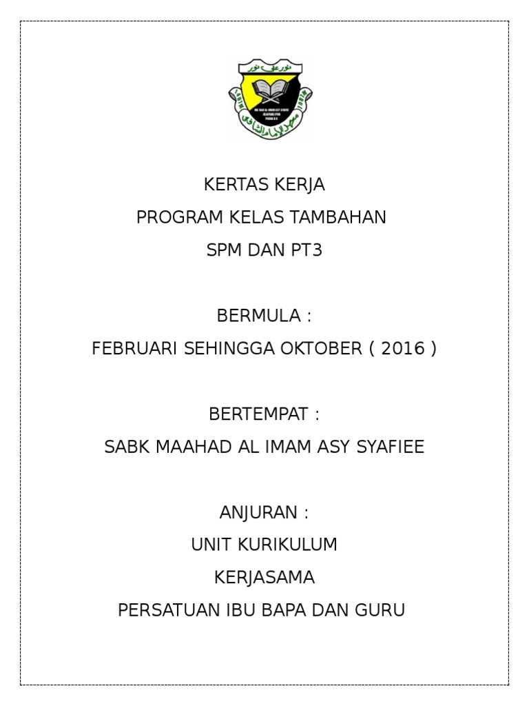 Kertas Kerja Kelas Tambahan Pt3 Dan Spm Pdf