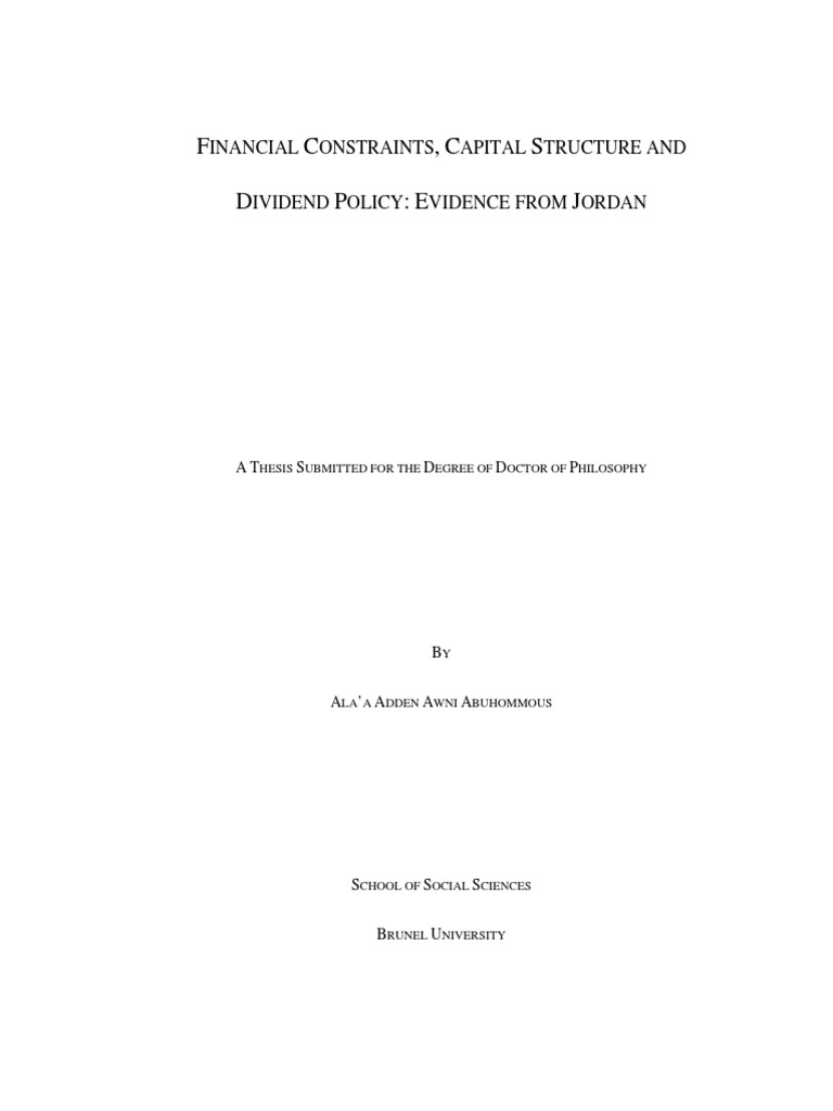 master thesis financial markets