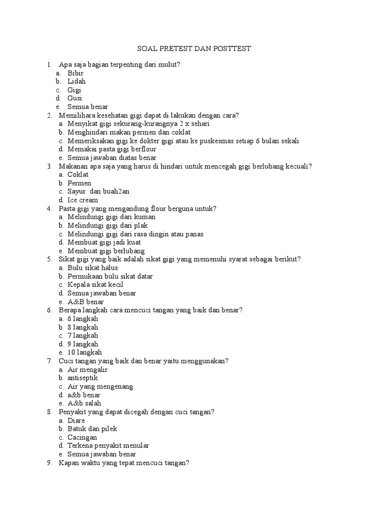 Soal Pretest Dan Posttest