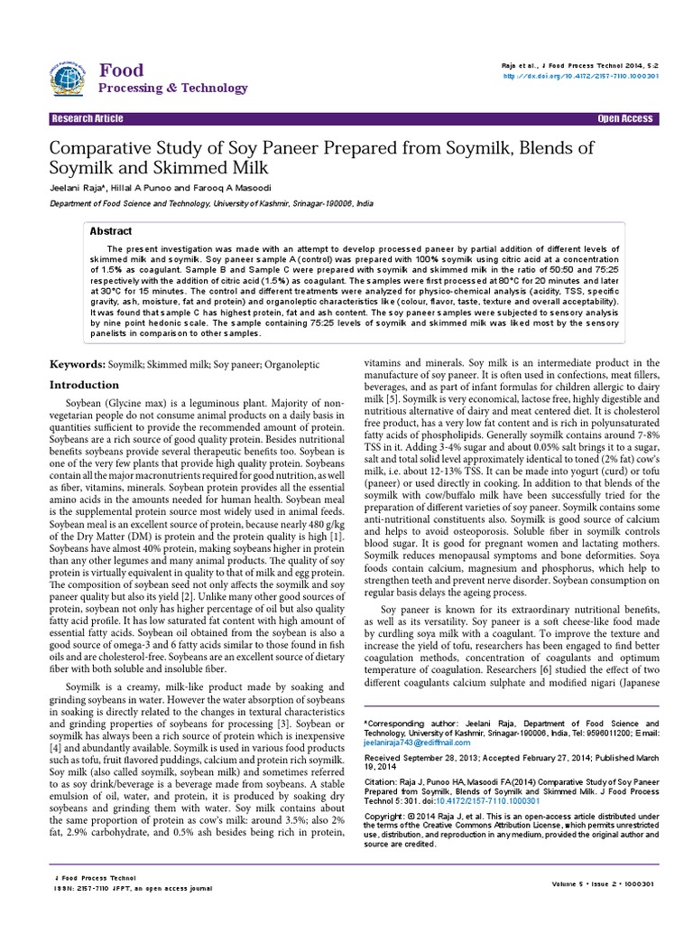 Analysis Methods of Contents in Soymilk | PDF | Soy Milk | Soybean