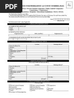 Application For Permanent Account Number (Pan)