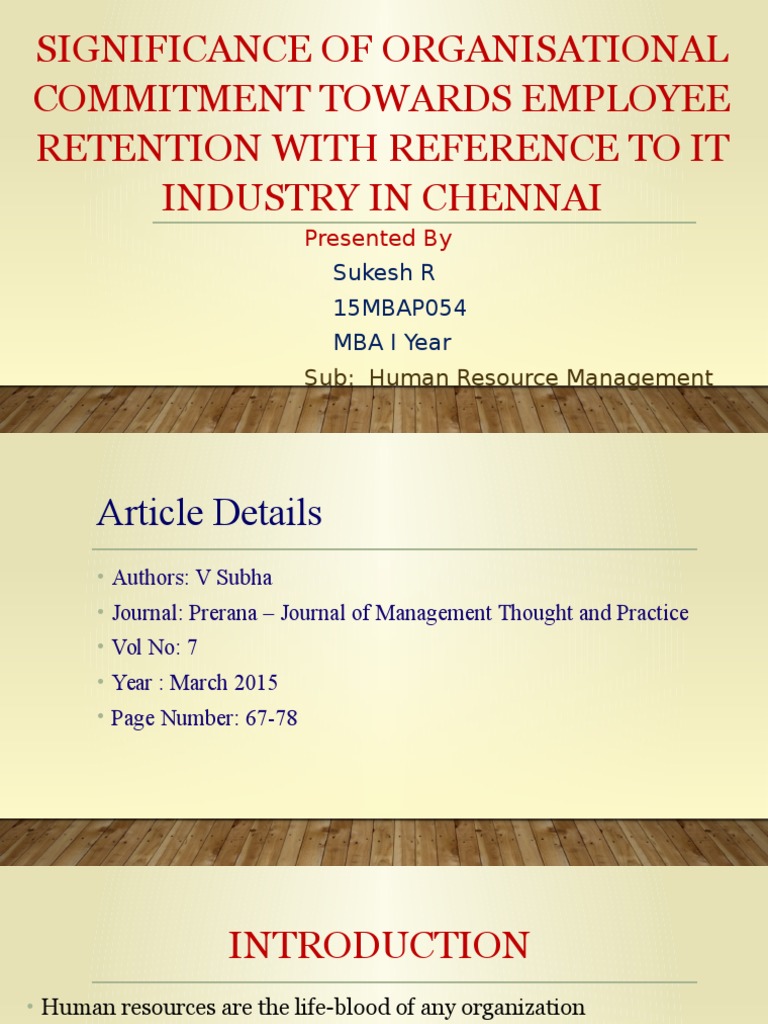 Organisational Commitment Towards Employee Retention | PDF | Employee ...