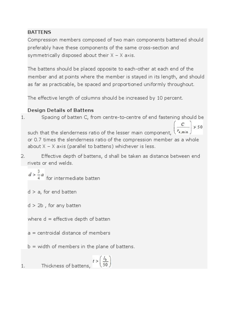 Batten Design for Steel Compression Members | PDF
