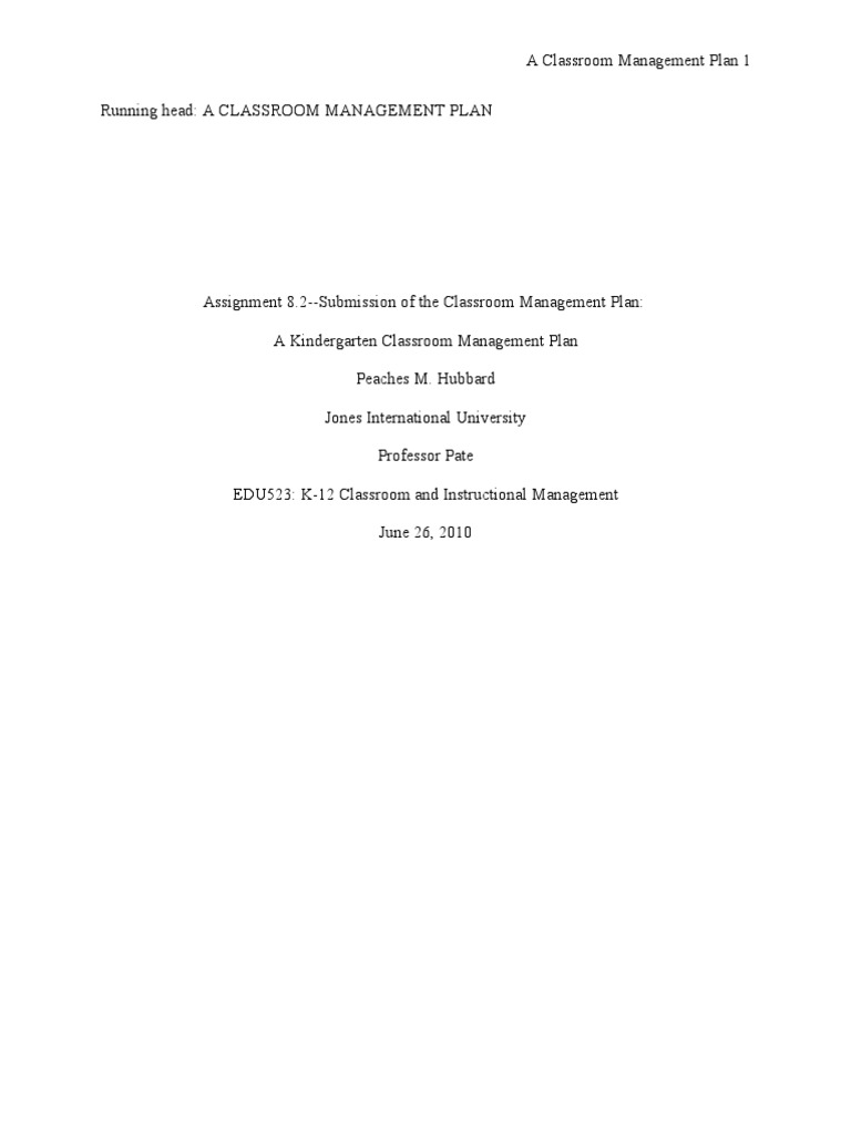 A Classroom Management Plan | PDF | Classroom Management | Classroom