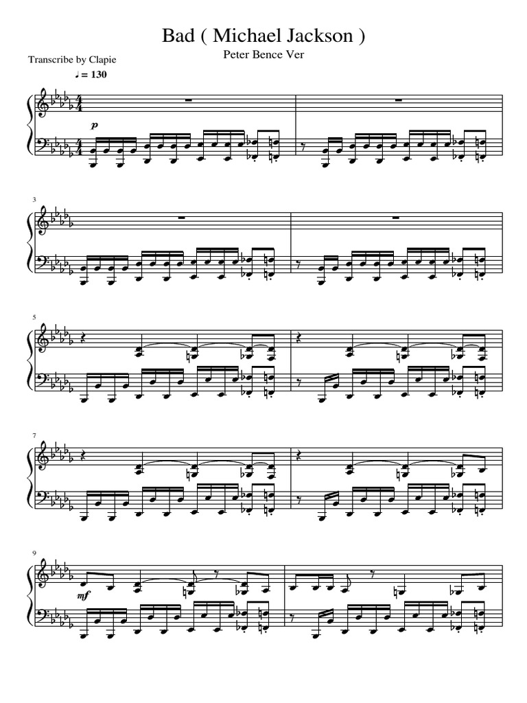 Bad Michael Jackson Peter Bence Version PDF PDF
