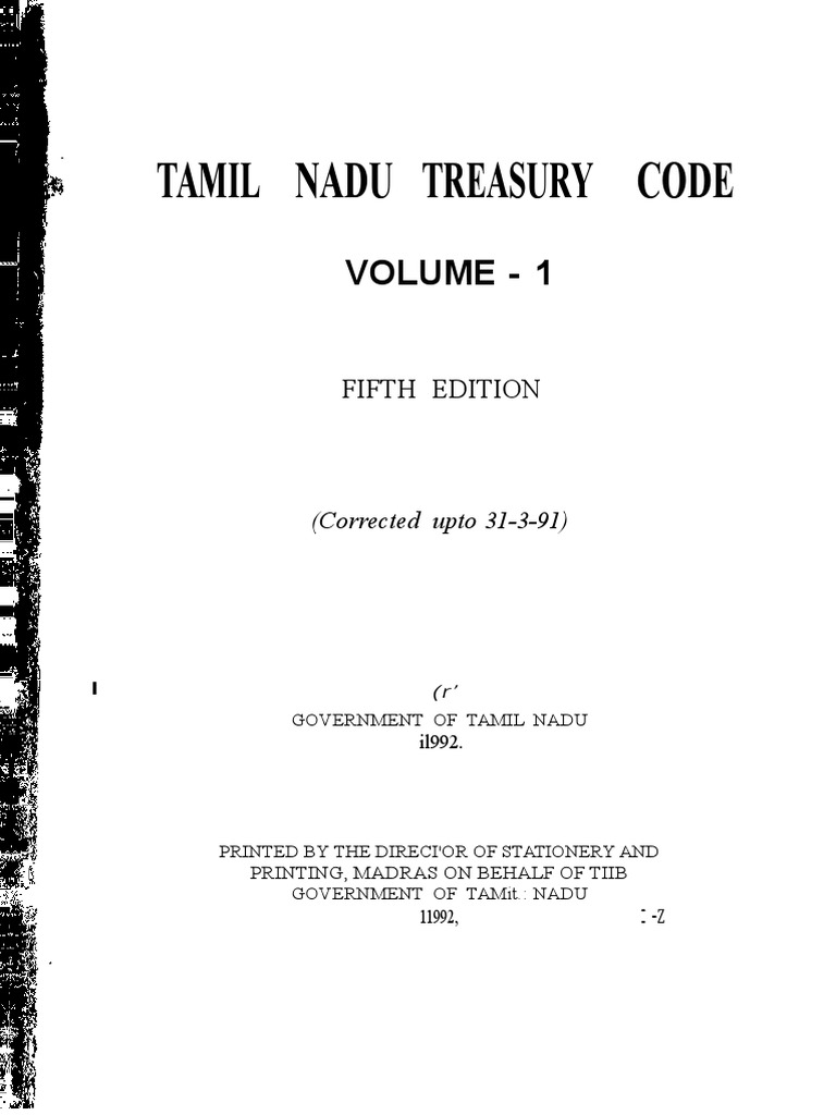 Tamil Nadu Treasury Code Volume 1 | PDF | Expense | Cheque