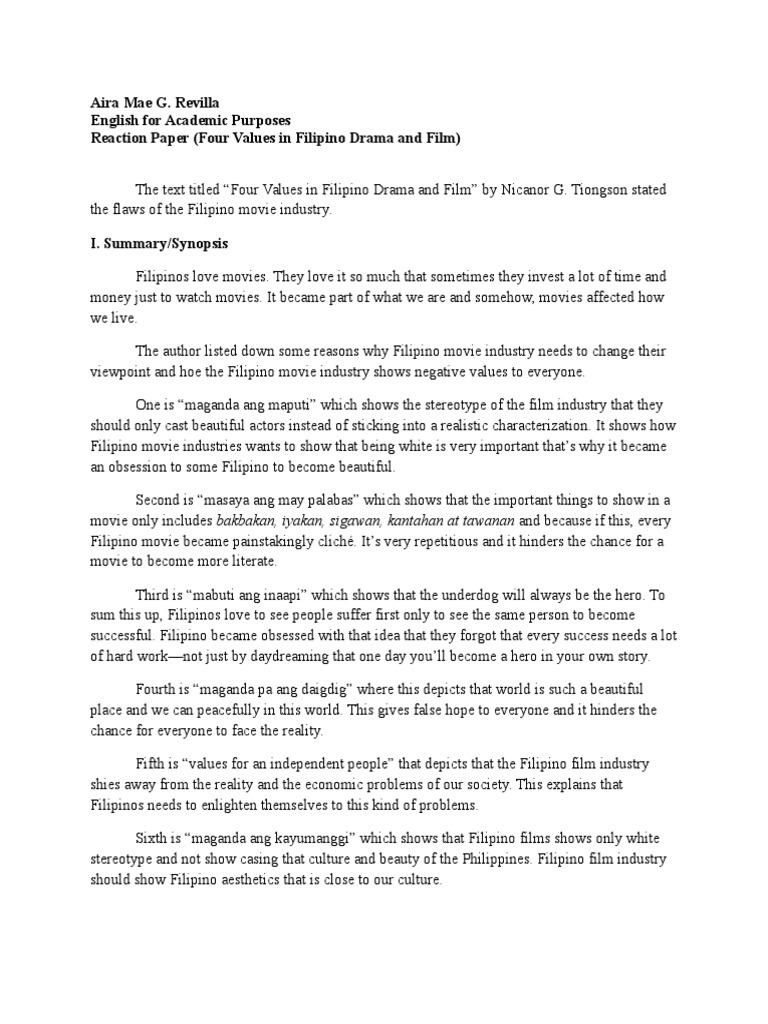 Good reaction paper picture