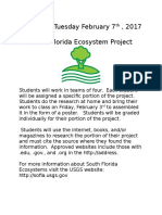 Due Date: Tuesday February 7, 2017 South Florida Ecosystem Project