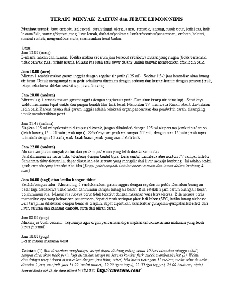 Terapi Minyak Zaitun Dan Jeruk Lemon