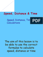 Calculating Speed Time and Distance