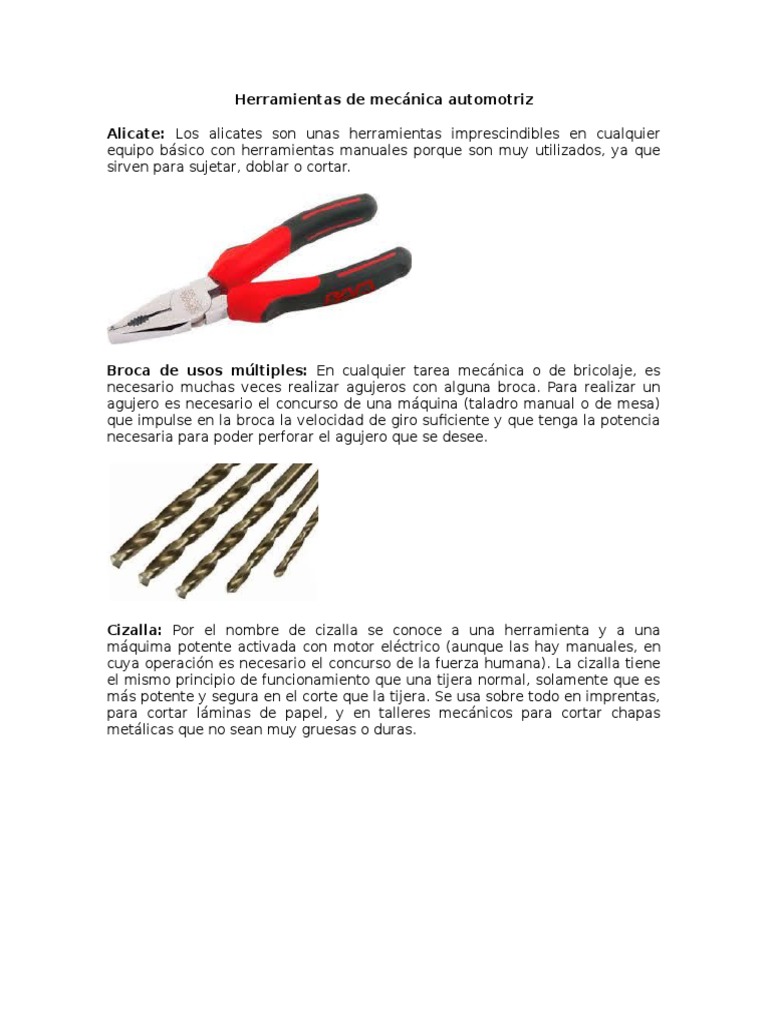 Herramientas de Mecánica Automotriz, PDF, Tornillo