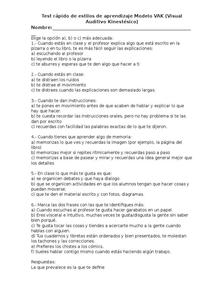 Estilos de Aprendizaje | PDF | Artes del lenguaje y disciplina