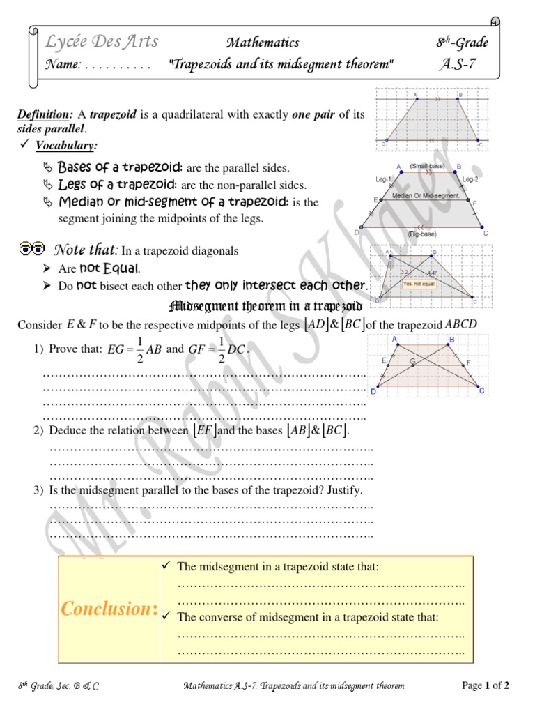 Trapezoid Midsegment Theorem Explained | PDF | Language Arts ...
