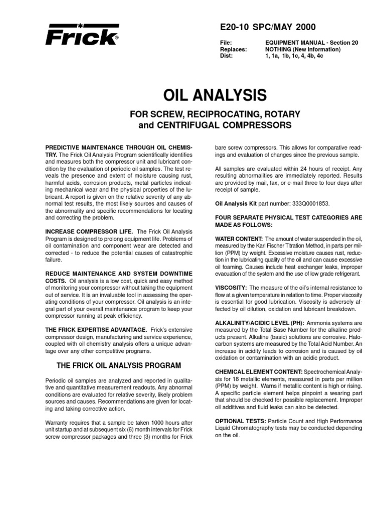 Oil Analysis for Compressor Maintenance | PDF | Gas Compressor | Alkalinity