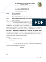INFORME N°008 REQUERIMIENTO DE CONSULTORIA PARA ELABORACION DE EXPEDIENTE TECNICO