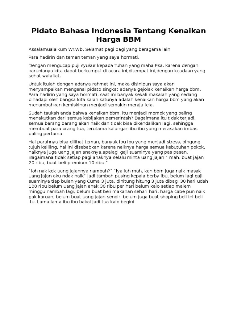 Teks Pidato Singkat Konsumsi Bbm Mau Hemat Atau Boros Terbaru Kumpulan Referensi Teks Pidato