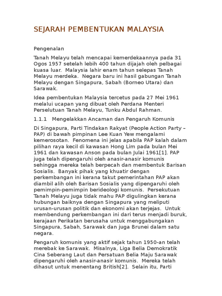Sejarah Pembentukan Malaysia