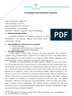 Relatório de atendimento em integração sensorial