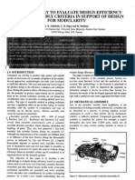 A Methodology To Evalute Design Efficiency Based On Assembly Criteria in Support of Design For Modularity