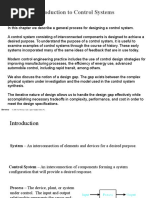 Bjectives: Chapter 1: Introduction To Control Systems O