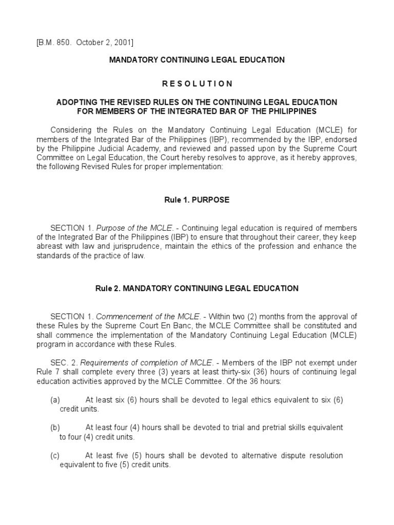 Revised MCLE Rules for Philippine Lawyers | PDF