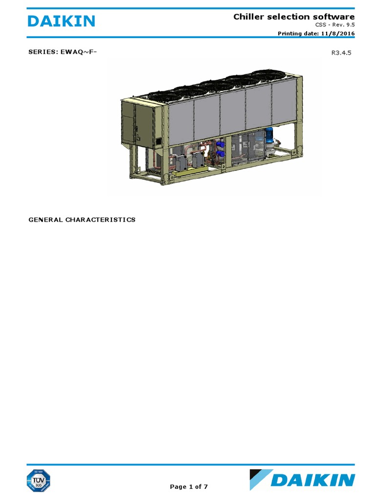 Chiller Data Sheet Heat Exchanger Mechanical Fan