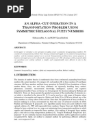 AN ALPHA -CUT OPERATION IN A TRANSPORTATION PROBLEM USING SYMMETRIC HEXAGONAL FUZZY NUMBERS