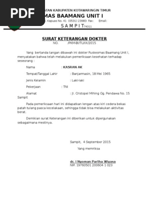 Surat Keterangan Cedera