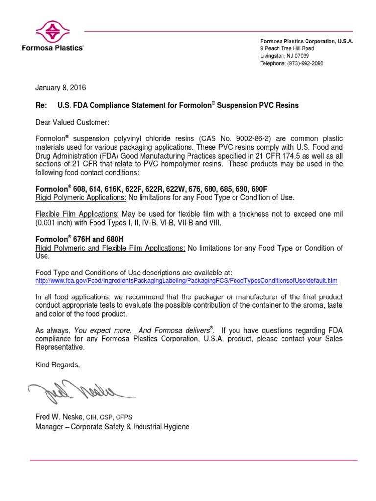 FDA Blanket Letter Suspension PVC | PDF | Business