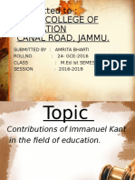 Contributions of Immanuel Kant in The Field of Education By: AMRITA BHARTI M.Ed Ist SEMESTER 2016-2018