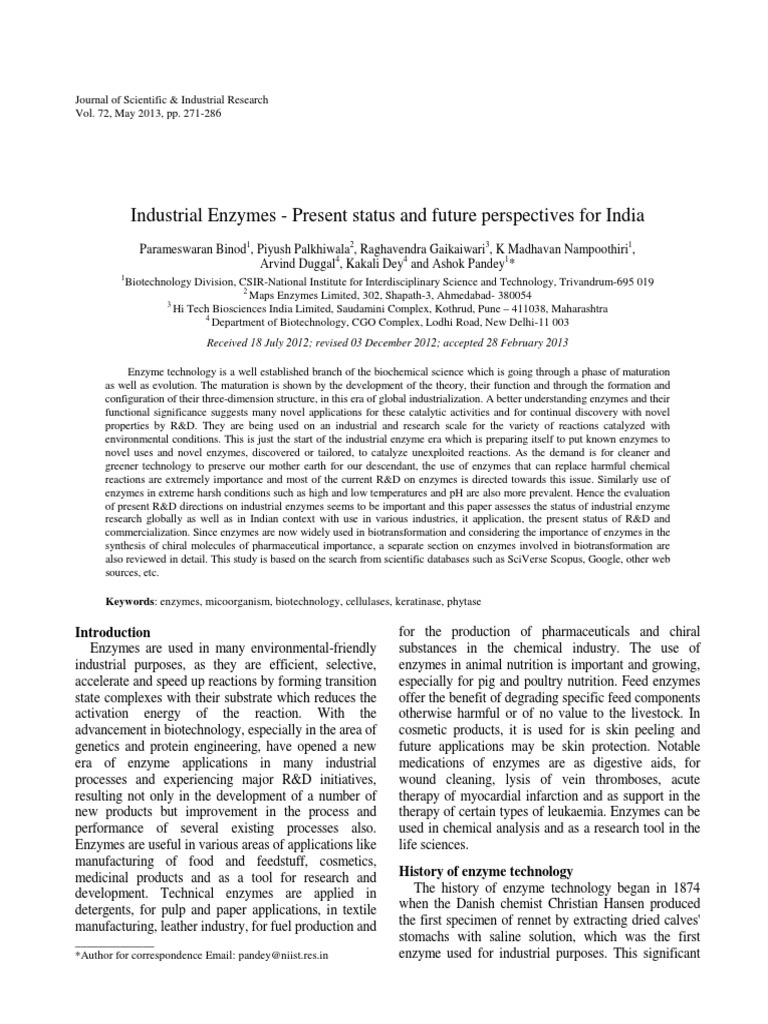 Advanced Enzymes White Paper PDF Biotechnology Catalysis