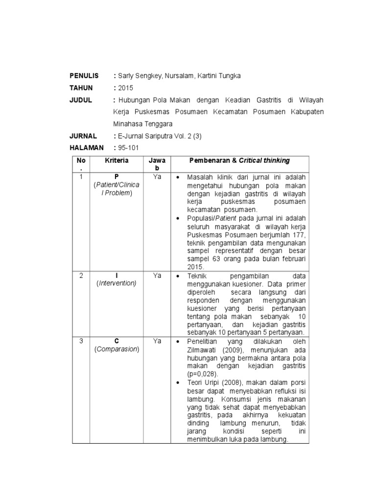 Analisis Jurnal Pico Kasus Gastritis Pdf