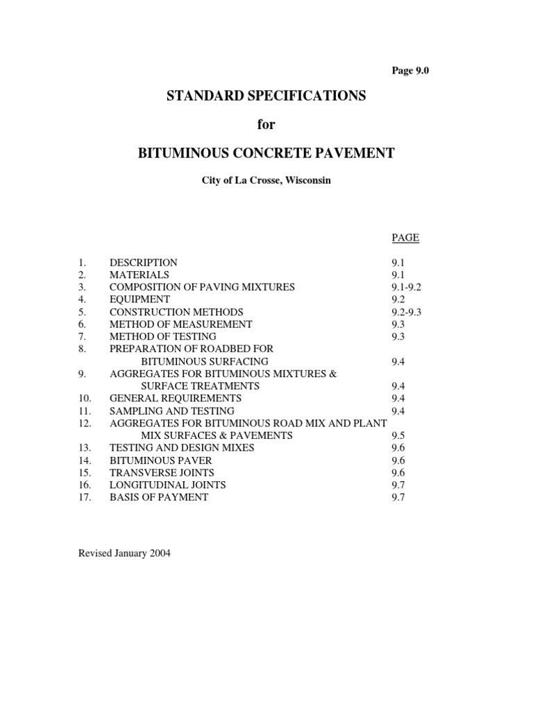 Bituminous Concrete Pavement Specs | PDF | Road Surface | Asphalt