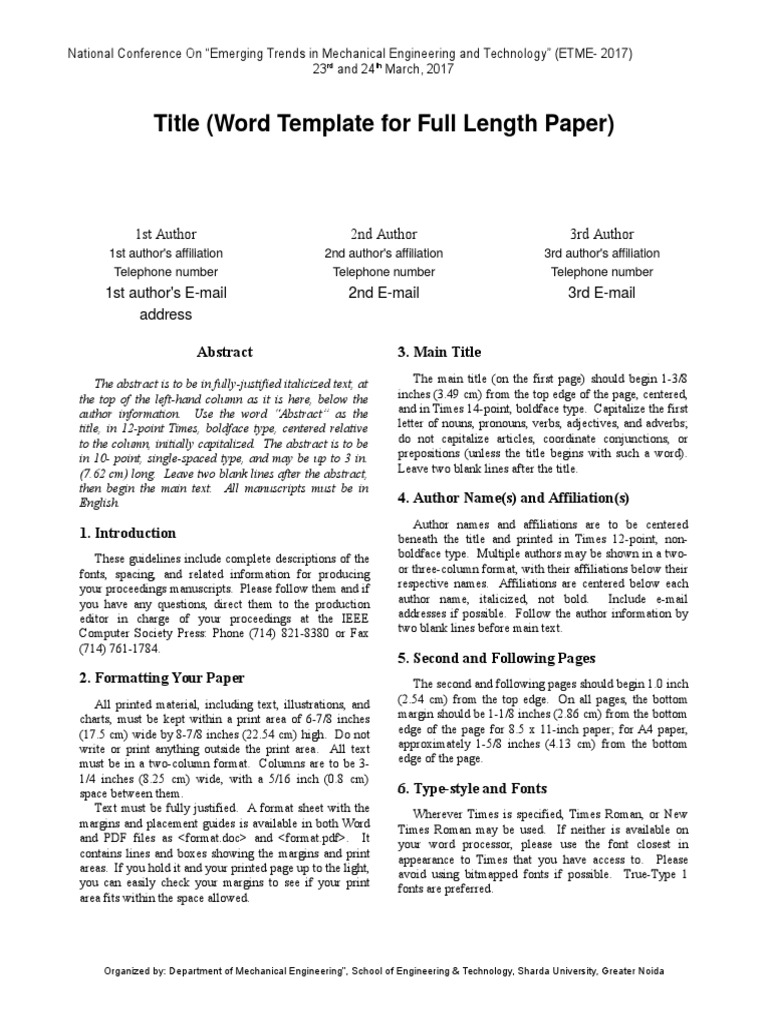 ETME 2017 Conference Guidelines | PDF | Times New Roman | Typefaces