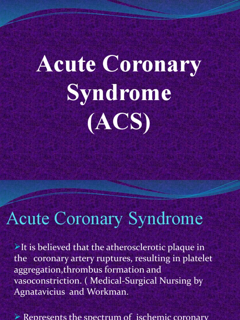 Acute Coronary Syndrome Overview | PDF | Myocardial Infarction ...