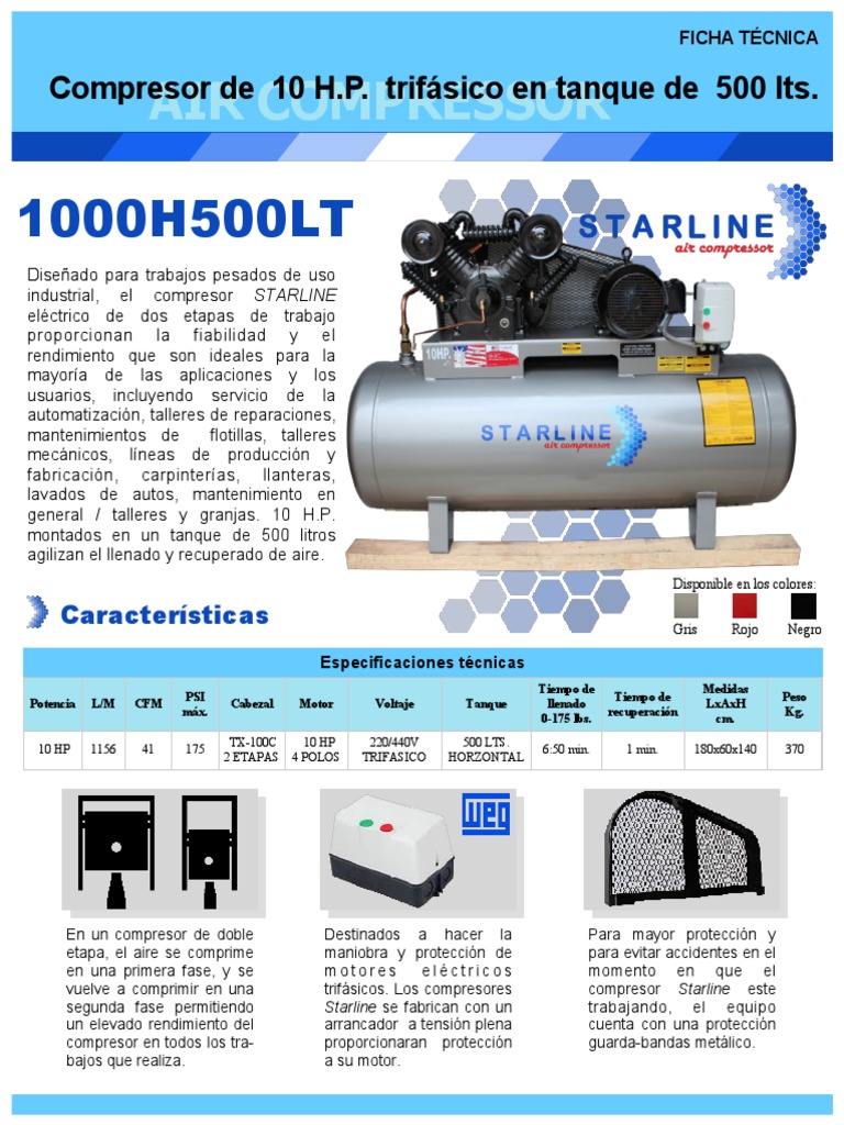 Ficha Tecnica Compresor 1000h500lt