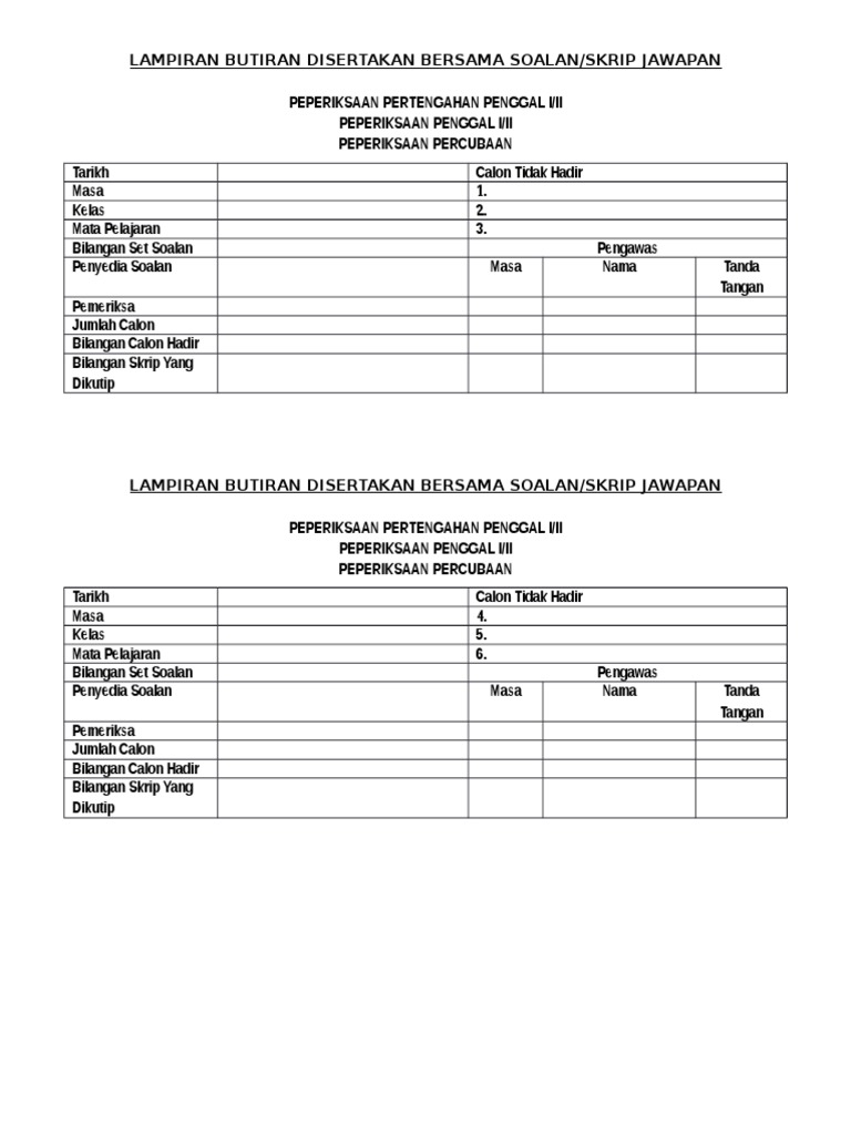 Slip Peperiksaan PDF