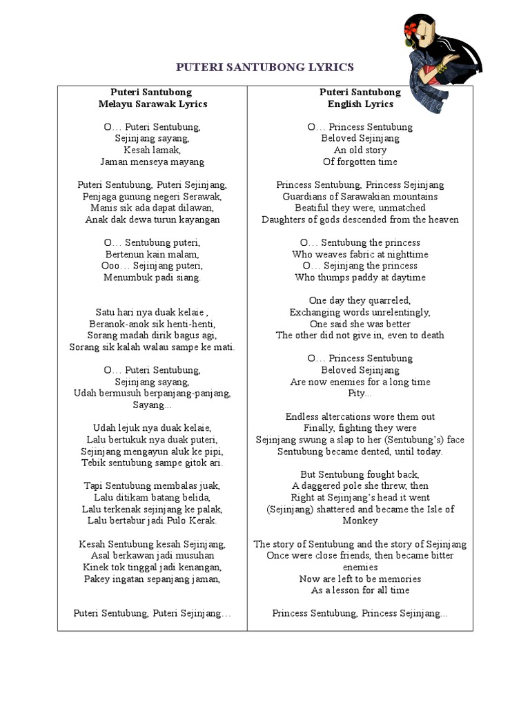 Puteri Santubong Lyrics Pdf