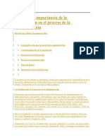 Evolución e Importancia de La Planificación en El Proceso de La Administración