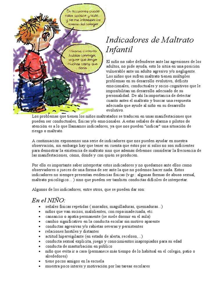 Indicadores de Maltrato Infantil | PDF | Abuso infantil | Adultos