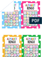 Lowercase Alphabet Bingo Cards
