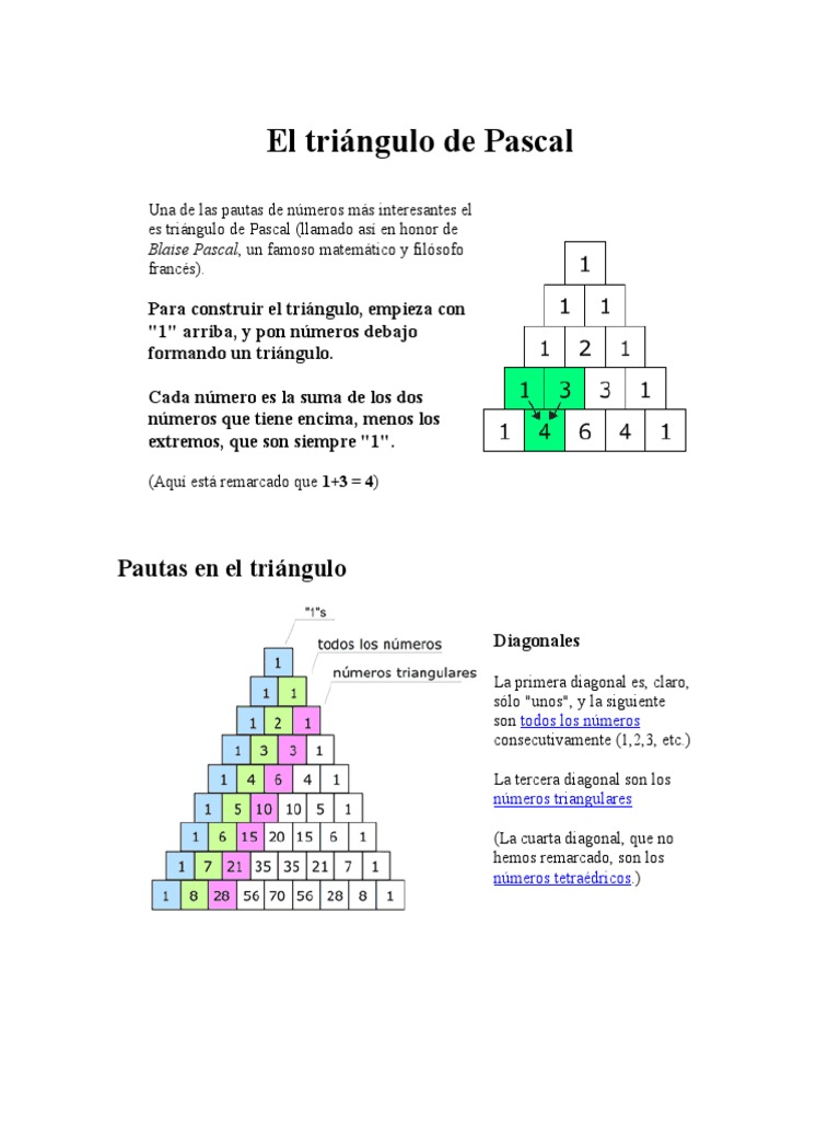 El Triángulo de Pascal | Descargar gratis PDF | Triángulo | Geometría ...