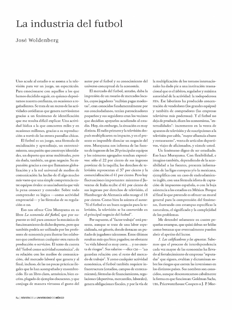 La Industria Del Futbol | PDF | Asociación de Futbol | Deportes