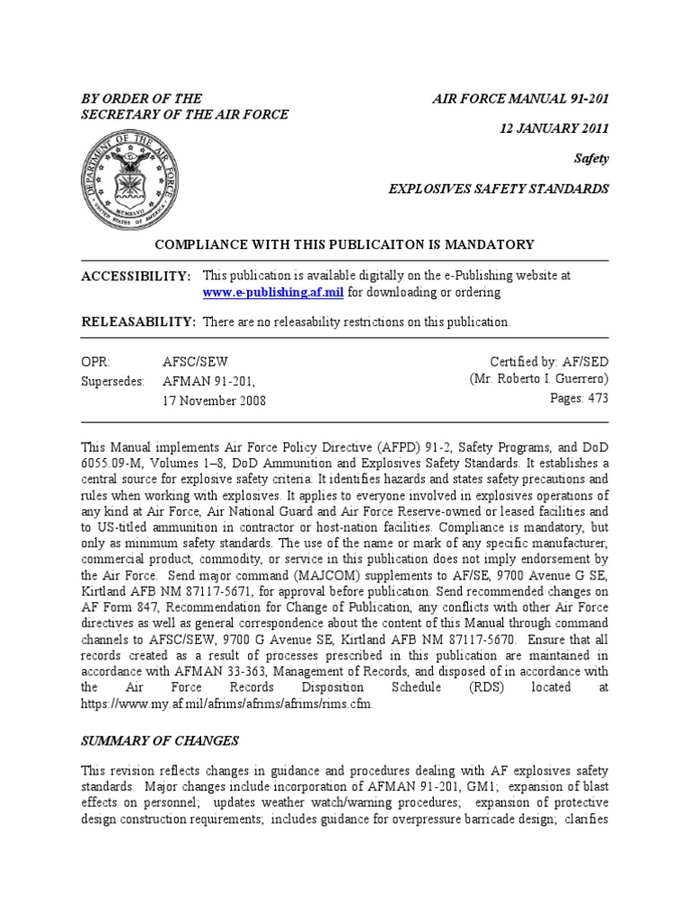 Air Force Explosives Safety Standards | PDF | Risk Assessment ...